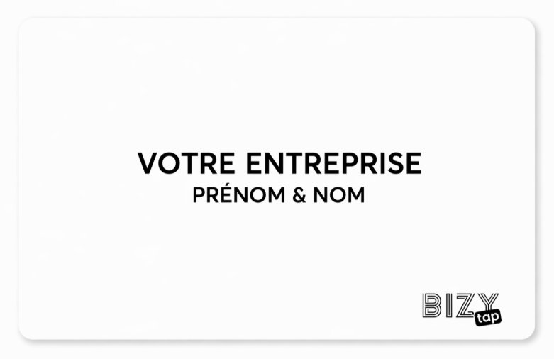 Carte BizyTap de couleur blanche en PVC