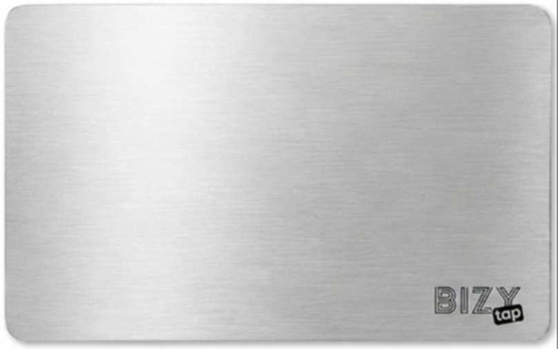 La carte BizyTap argent en acier inoxydable