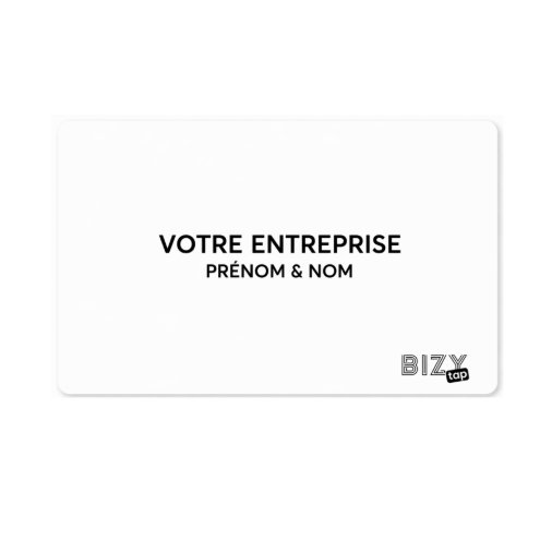 Carte BizyTap de couleur blanche en PVC
