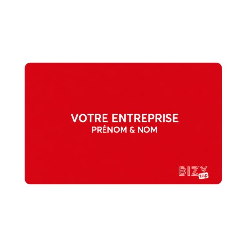Carte BizyTap de couleur rouge en PVC