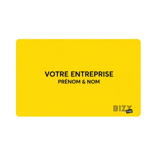 Carte BizyTap de couleur jaune en PVC