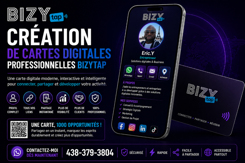 Création de cartes digitales professionnelles BizyTap