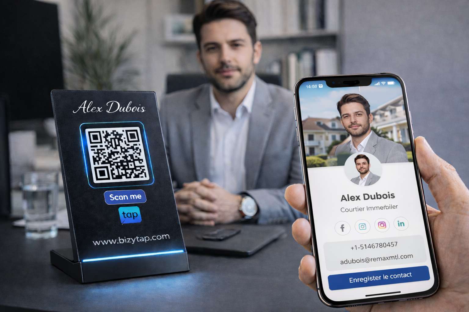 La carte d’affaires qui travaille pour vous 24/7.